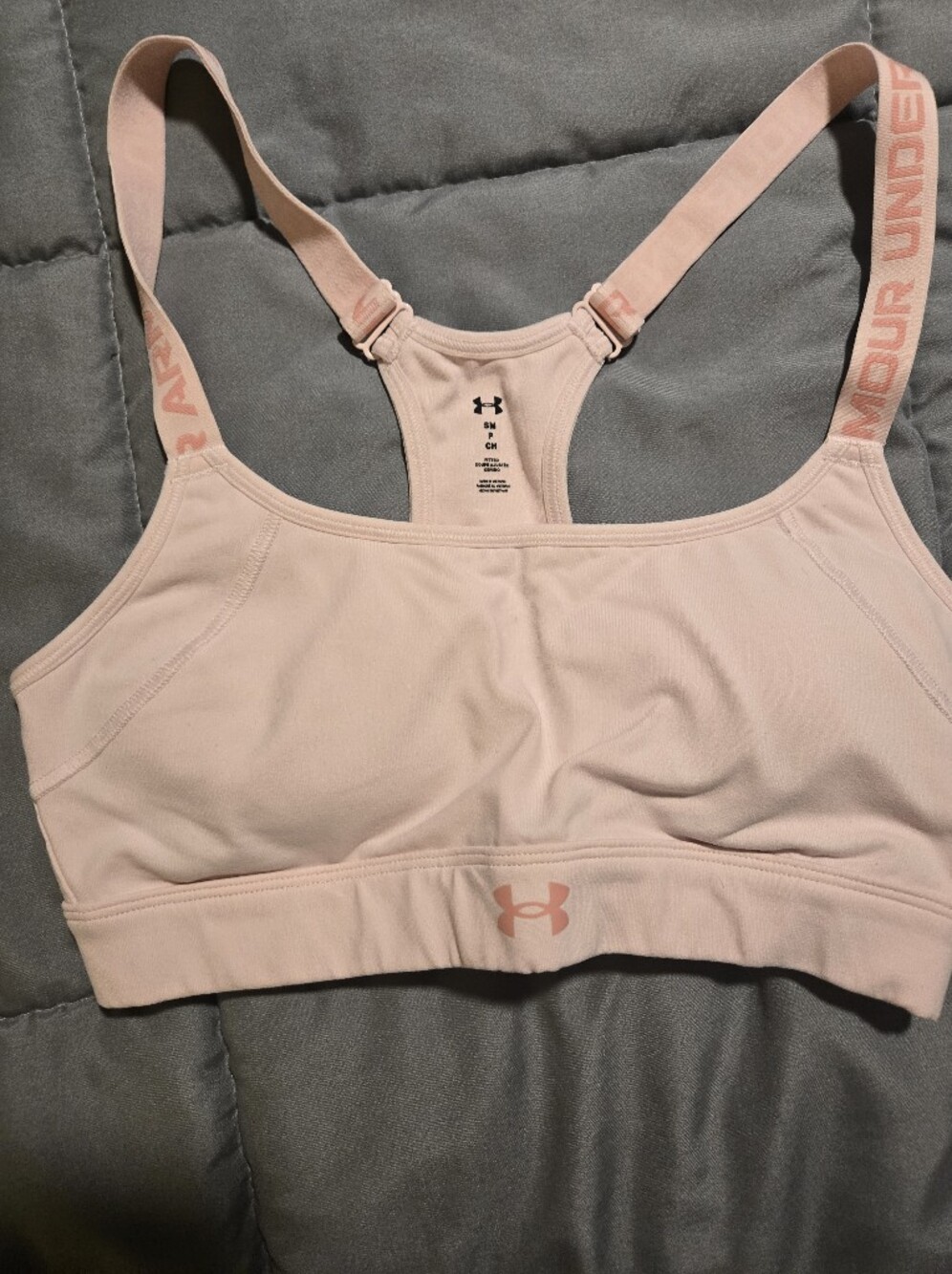 Under Armour Pale Pink Padded Sports Bra with Adjustable Straps